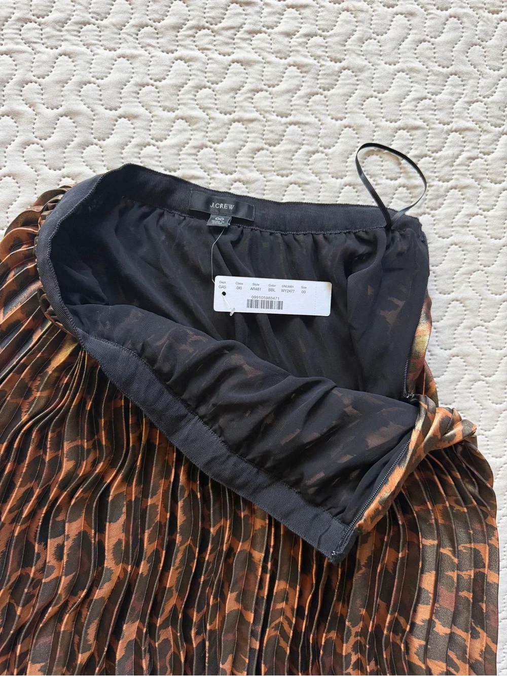 J. Crew NWT Metallic Pleated Leopard Print Midi Skirt - Brown Size 00